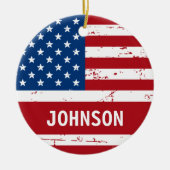 Amerikaanse vlag gepersonaliseerde rood blauw patr keramisch ornament (Voorkant)