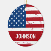 Amerikaanse vlag gepersonaliseerde rood blauw patr keramisch ornament (Links)