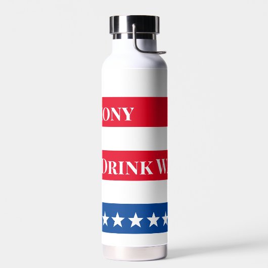 Amerikaanse vlag gepersonaliseerde rood wit en bla waterfles (Links)