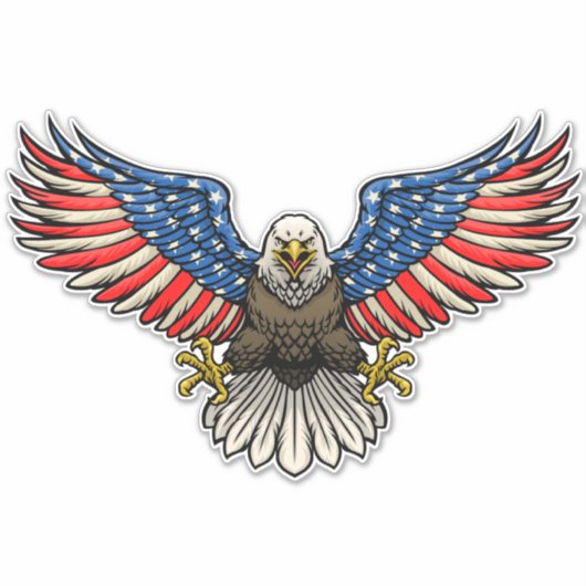 Amerikaanse vlag geschilderd kale adelaar patriott sticker (Voorkant)