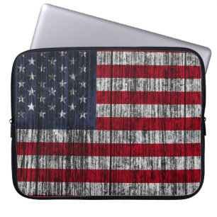 Amerikaanse vlag geschilderd op de achtergrond van laptop sleeve