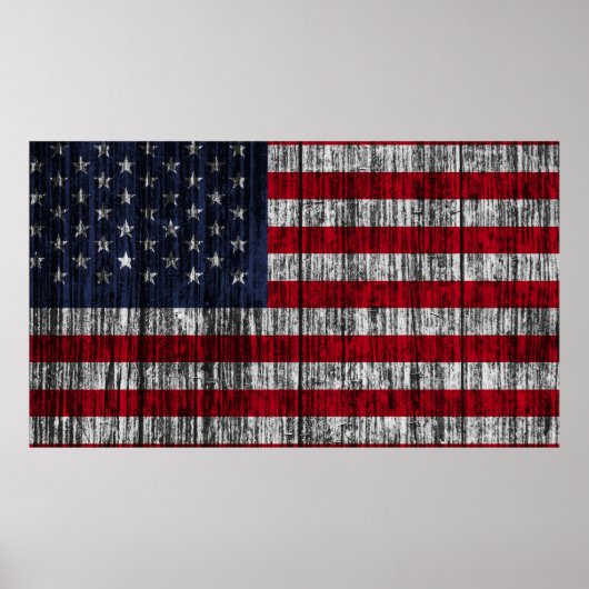 Amerikaanse vlag geschilderd op de achtergrond van poster (Voorkant)