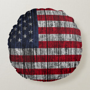 Amerikaanse vlag geschilderd op de achtergrond van rond kussen