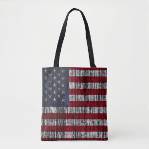 Amerikaanse vlag geschilderd op de achtergrond van tote bag
