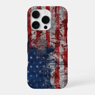 Amerikaanse vlag geschilderd op grunge muur iPhone 16 pro hoesje