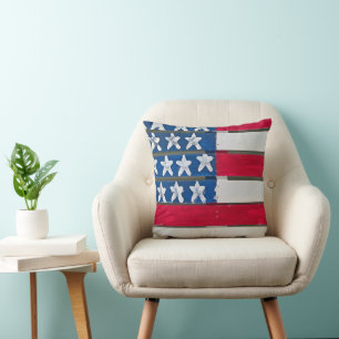 Amerikaanse vlag geschilderd op houten pallet kussen