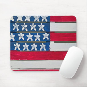 Amerikaanse vlag geschilderd op houten pallet muismat