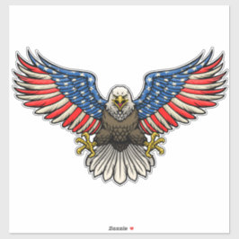 Amerikaanse Vlag Geschilderde Amerikaanse Zeearend Sticker