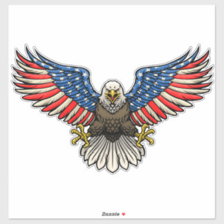 Amerikaanse Vlag Geschilderde Amerikaanse Zeearend Sticker