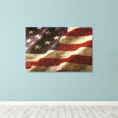 Amerikaanse vlag gesneden in steen canvas afdruk (Insitu (Houten vloer))