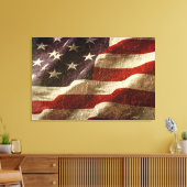 Amerikaanse vlag gesneden in steen canvas afdruk (Insitu (Woonkamer))