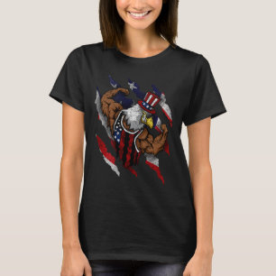 Amerikaanse vlag gespierde Amerikaanse zeearend fi T-shirt