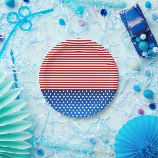Amerikaanse vlag gestileerd papieren bordje (Feest)