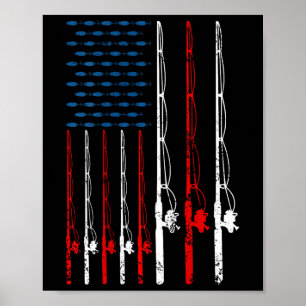 Amerikaanse vlag Gevist Rod Gevist Lover Fi Poster