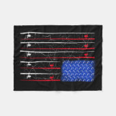 Amerikaanse vlag Gevist Rod Top Fleece Deken (Voorkant (Horizontaal))