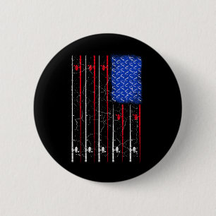 Amerikaanse vlag Gevist Rod Top Ronde Button 5,7 Cm