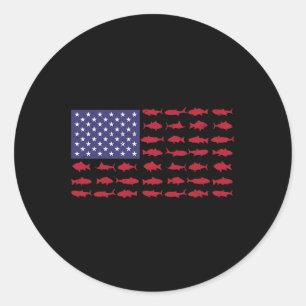Amerikaanse vlag Gevist-shirt 4 juli Patriottisch Ronde Sticker