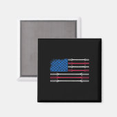 Amerikaanse vlag Gewichtheffen Barbell Patriotic L Magneet (Voorkant / Achterkant)