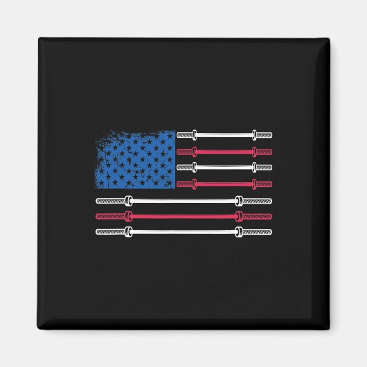 Amerikaanse vlag Gewichtheffen Barbell Patriotic L Magneet (Voorkant)