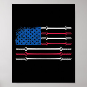 Amerikaanse vlag Gewichtheffen Barbell Patriotic L Poster