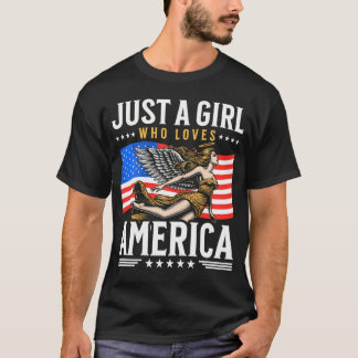 Amerikaanse vlag gewoon een meisje dat houdt van A T-shirt