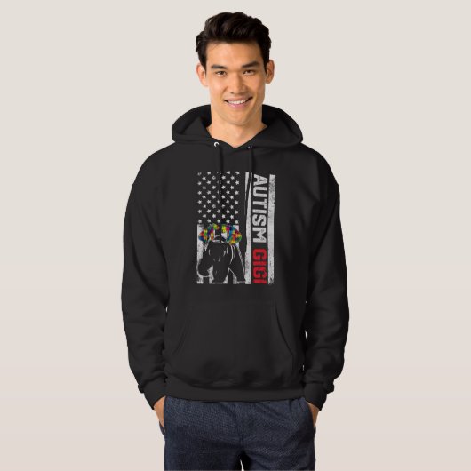 Amerikaanse vlag Gigi Beer Autism Awareness Suppor Hoodie (Voorkant volledig)