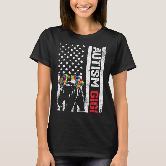 Amerikaanse vlag Gigi Beer Autism Awareness Suppor T-shirt (Voorkant)