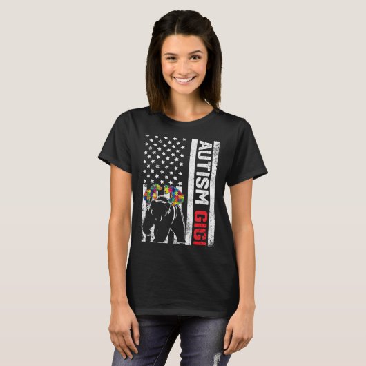 Amerikaanse vlag Gigi Beer Autism Awareness Suppor T-shirt (Voorkant volledig)