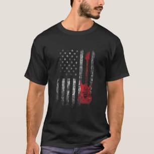 Amerikaanse Vlag Gitaar Muzikant Gestreste Gitaris T-shirt