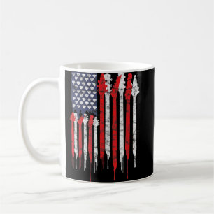 Amerikaanse Vlag Gitaar Rood Wit Patriotische Muzi Koffiemok
