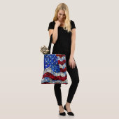 Amerikaanse vlag Glas in lood Canvas tas (Op model)