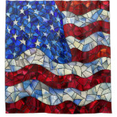 Amerikaanse vlag Glas in lood douchegordijn (Voorkant)