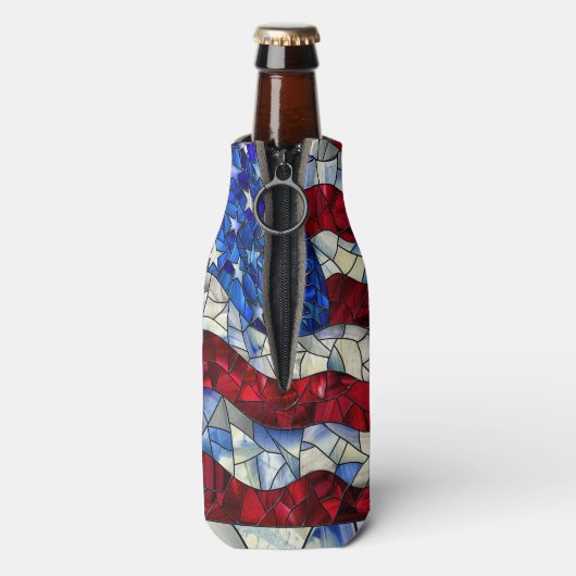 Amerikaanse vlag Glas in lood flessenkoeler Flesjeskoeler (Fles Achterkant)