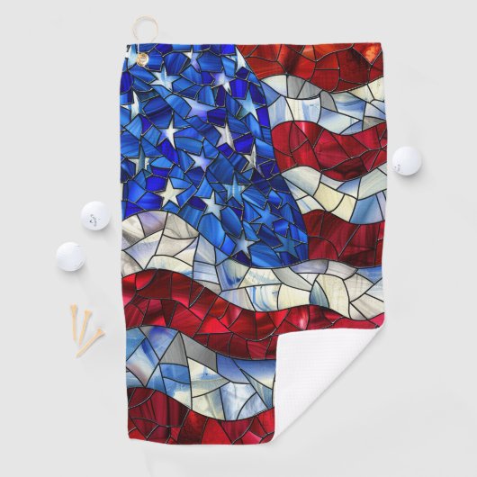 Amerikaanse vlag Glas in lood golfhanddoek (Insitu)