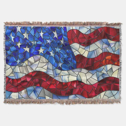 Amerikaanse vlag Glas in lood gooi deken (Voorkant)