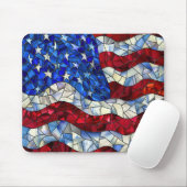 Amerikaanse vlag Glas in lood Mousepad Muismat (Met muis)