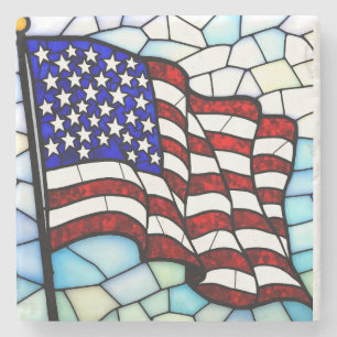 Amerikaanse Vlag Glas-in-lood Mozaïek Patriottisch Stenen Onderzetter