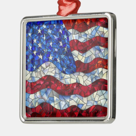 Amerikaanse vlag Glas in lood Ornament (Links)
