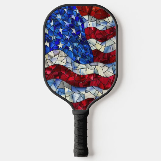 Amerikaanse vlag Glas in lood Pickleball Paddle (Voorkant)