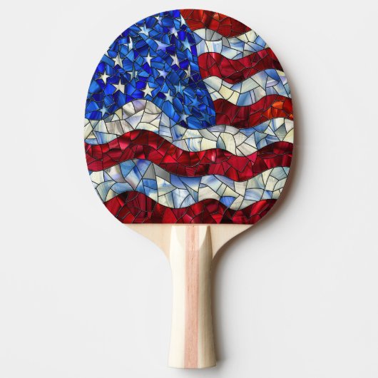 Amerikaanse vlag Glas in lood Ping Pong Paddle Tafeltennisbatje (Voorkant)