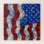 Amerikaanse vlag Glas in lood puzzel (Horizontaal)