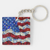 Amerikaanse vlag Glas in lood Sleutelhanger (Achterkant)