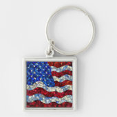 Amerikaanse vlag Glas in lood Sleutelhanger (Voorkant)