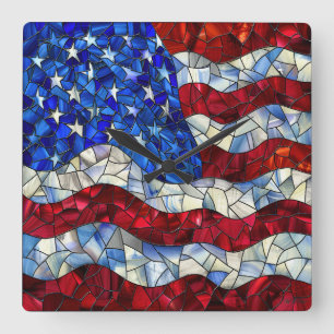 Amerikaanse vlag Glas in lood wandklok