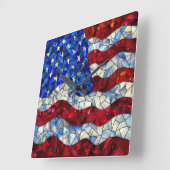 Amerikaanse vlag Glas in lood wandklok (Hoek)