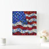 Amerikaanse vlag Glas in lood wandklok (Huis)