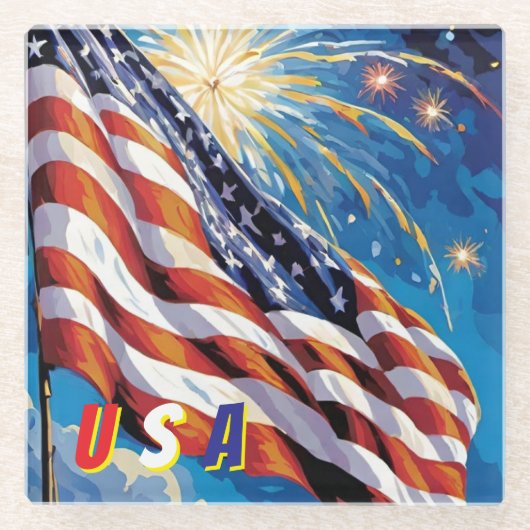 Amerikaanse vlag glas Onderzetter (Voorkant)