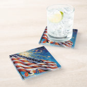 Amerikaanse vlag glas Onderzetter Glazen Onderzetter (Schuin)