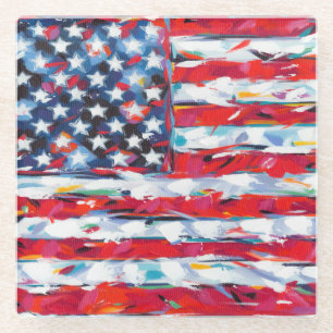 Amerikaanse vlag glazen onderzetter