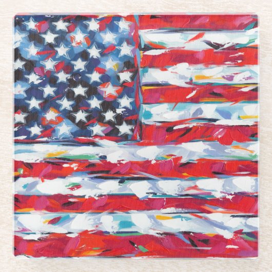 Amerikaanse vlag glazen onderzetter (Voorkant)
